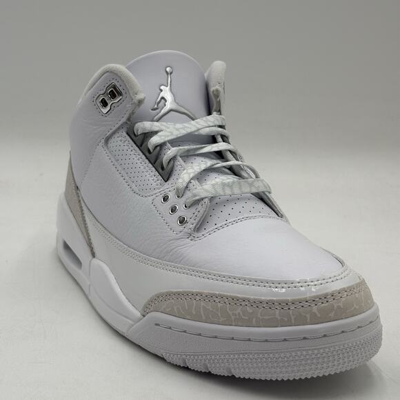 Nike Air Jordan 3 Retro White Metallic Silver Sneakers CT8532 111 Men Size 8 NEW main image 11